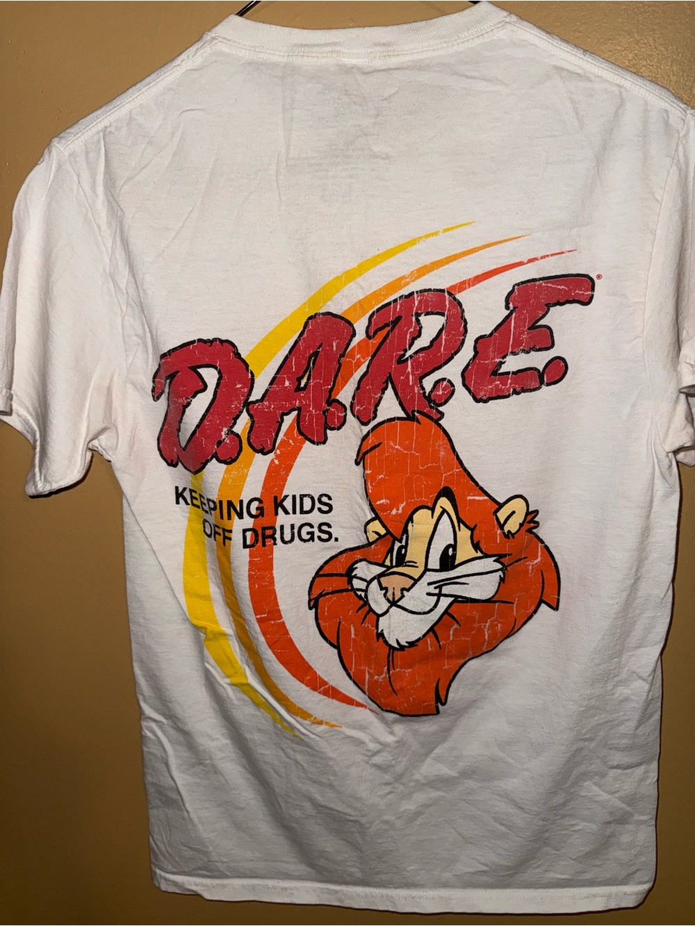 D.A.R.E. White Short Sleeve Graphic Tee with Lion